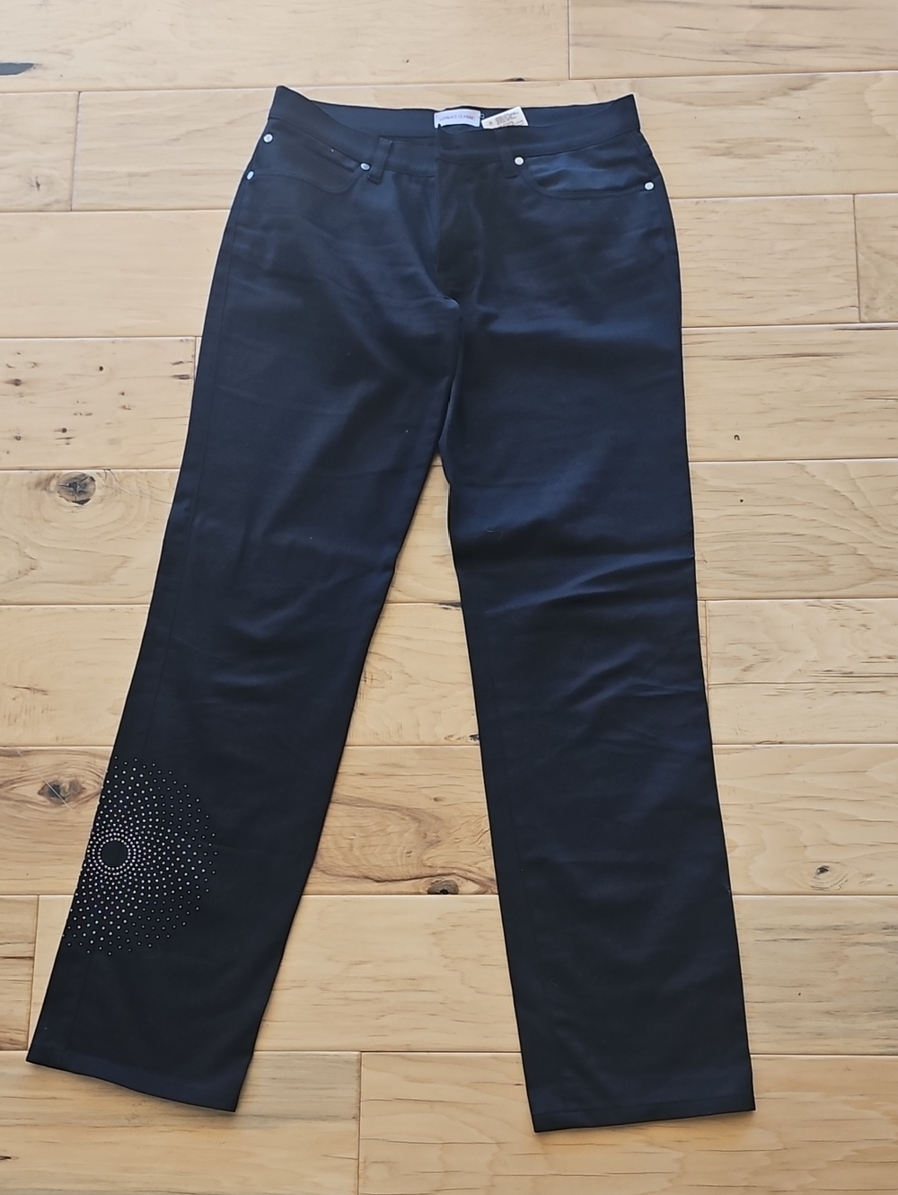 Versace Classic Black Denim Pants with Branded Button